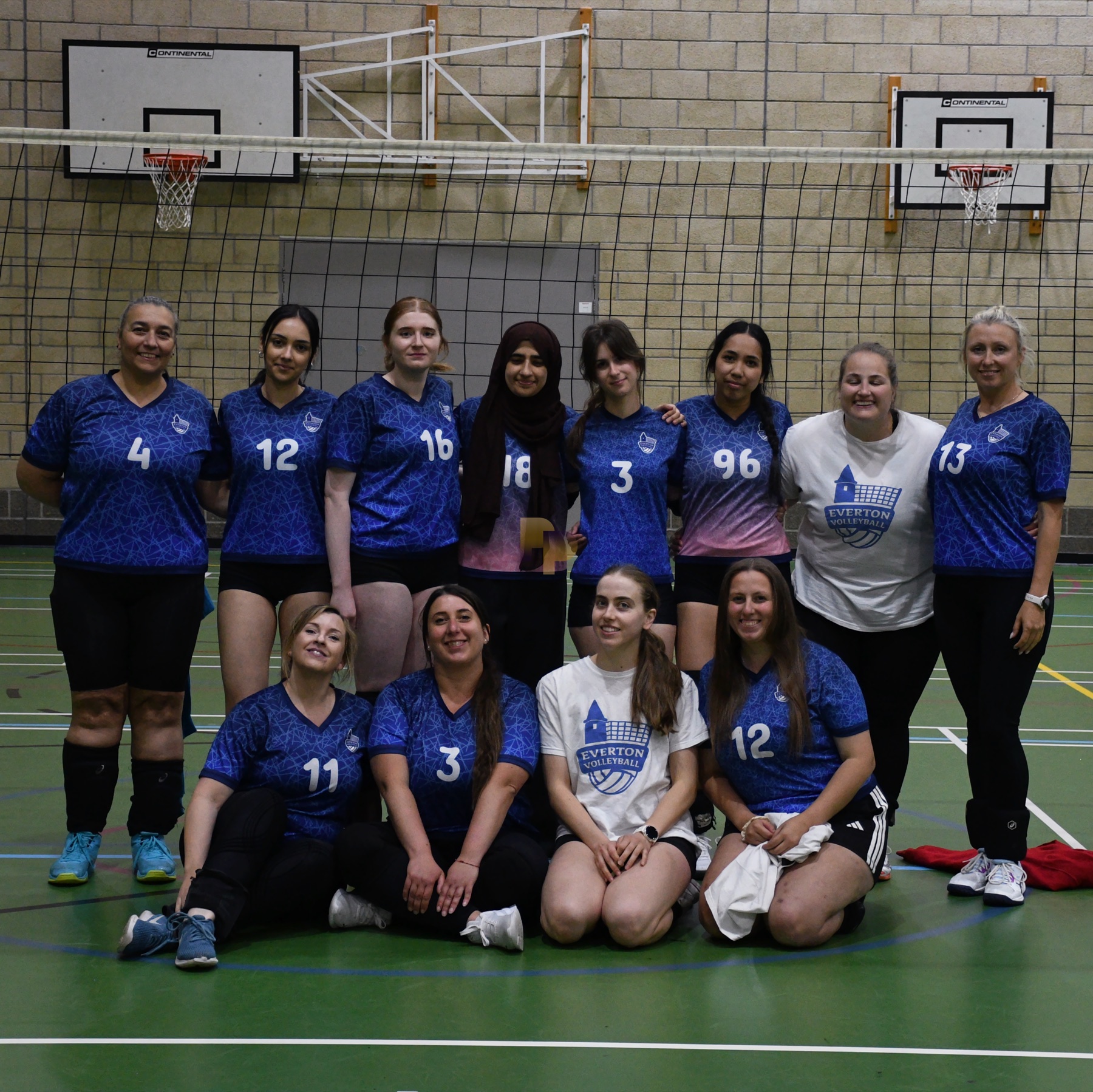 The Everton Seahorses women's team lined up for a group photo in the sports hall